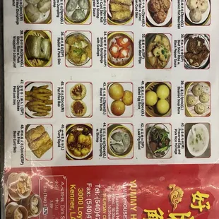 sushi and sashimi, menu