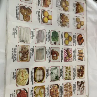 sushi and sashimi, menu