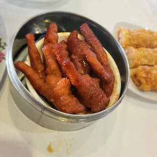 a variety of food items on a table