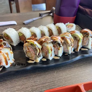 Y14. Dragon Sushi Roll and Y5. Alaska Sushi Roll