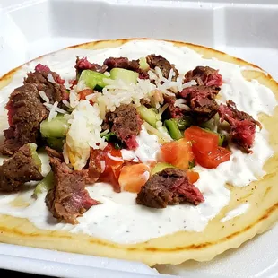 a close up of a taco