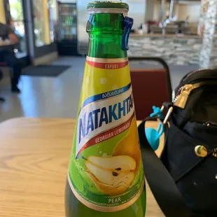 Trying a new drink.