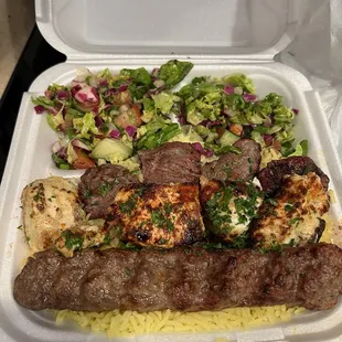 Mix Plate - Kebab, Kufta, Chicken, Rice and Salad