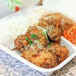 Garlic Fried Chicken Lunch Plate - Best soy garlic wings!!!