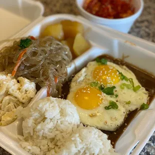 Loco moco with side of kimchi