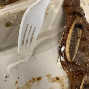 Hair on the bottom of my fork found in the potato mayo salad