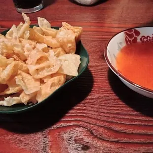 Chips with sweet sauce