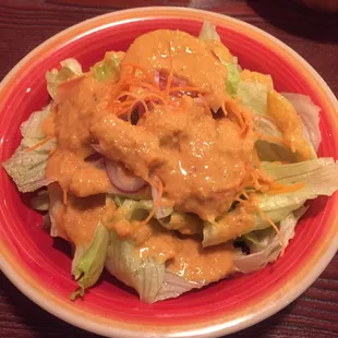 House salad with ginger dressing