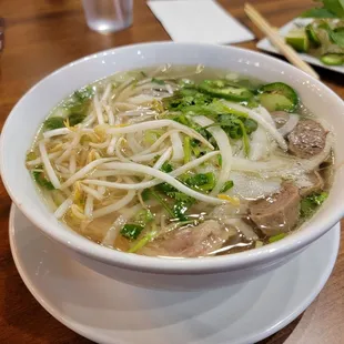 Phở Small Size with tripe, meatball, and lean brisket.