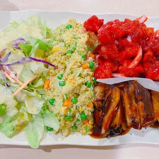 IG: @253Eater Teriyaki Chicken + Sweet &amp; Sour Chicken Combination + fried rice upgrade.