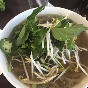 Pho with sliced steak