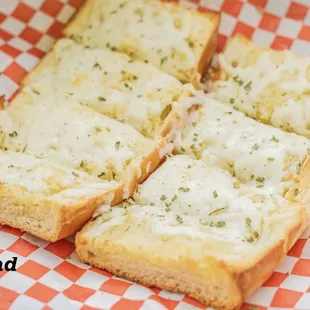 four slices of garlic bread