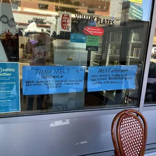 Menu and outdoor seating