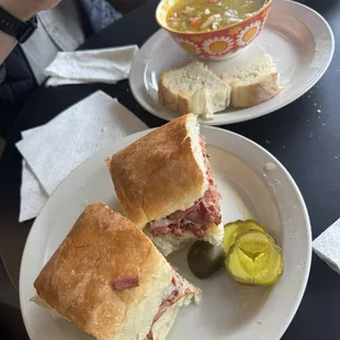 Pastrami sandwich ($12), soup of the day