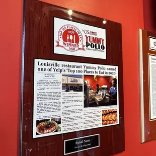 the menu of the restaurant