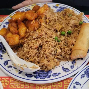 Lemon chicken with fried rice.. it had much more chicken but my girl got to it..lol