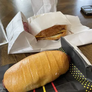 Sausage roll &amp; bacon egg and cheese croissant