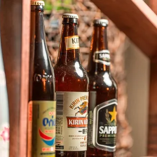 a variety of beer bottles