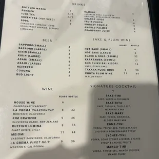 menu
