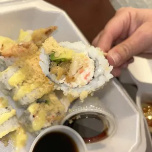 Inside of the avocado tempura