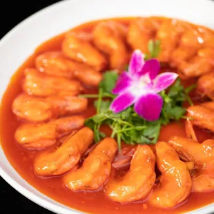 Braised prawns sweet &amp; sour sauce 油焖大虾
