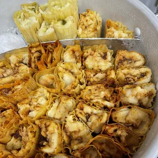 Yummy!!     Pork Tamales with red sauce or green sauce