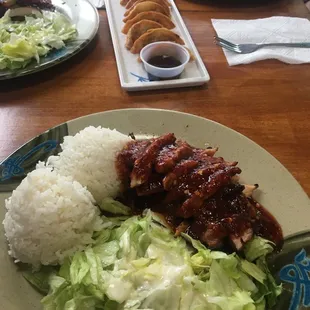 Spicy Chicken Teriyaki and gyoza