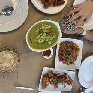 Sticky rice and jasmine rice and our main dishes
