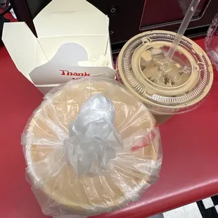 My complete order, with 1 1/2 sides of rice missing.