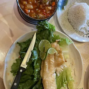 Fried Swai Fish with Chili Sauce on the side