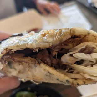 Beef wrapped in onion pancake