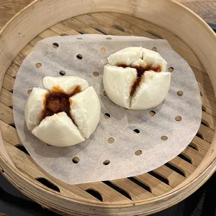 The steam BBQ Pork Buns. Very good but so hot! We had to eat them after everything else and it still burnt my mouth. But very tasty.
