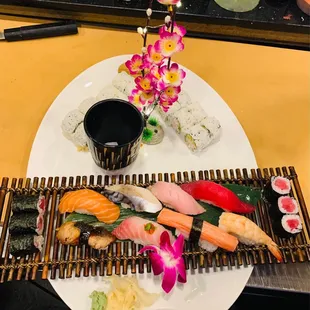 a plate of sushi