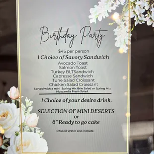 a birthday party sign