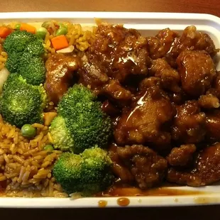 The General's chicken with fried rice needed more seasoning according to my husband.