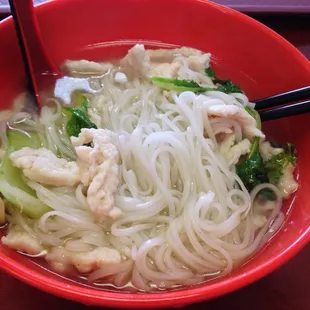 Chicken noodle soup with bokchoy and vermicelli. Excellent! Especially good for chilly cold days when it happens lol.