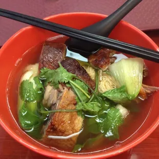 Their duck noodle bowl. Delicious!
