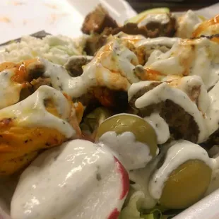 UNNGH DAT SALAD.  #12 Combo, chicken and gyro on salad.