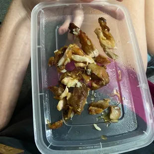 Fat pieces in the chicken. Couldn't eat half of it