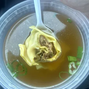 Wonton soup with huge flavorful wontons