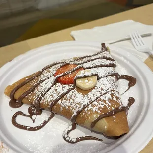 Nutella Crepe with strawberries and bananas