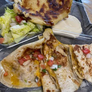 Chicken Quesadilla w/ Pork Papusa!