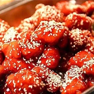 a close up of a dish of food