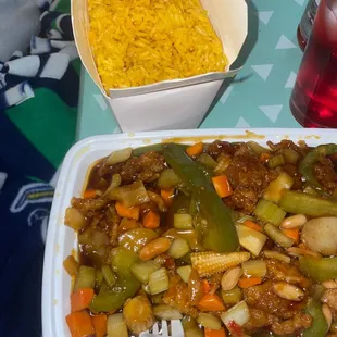 Kung Pao Chicken. W fried rice