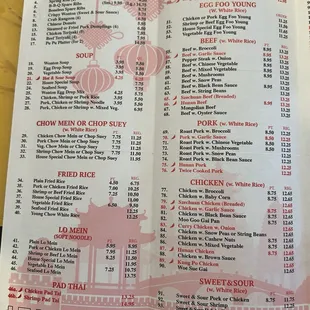 menu