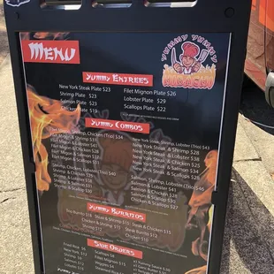 Standing menu.