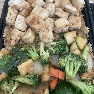 Chicken plate with extra rice extra chicken.