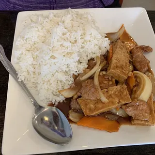 Beef & Tofu Over Rice