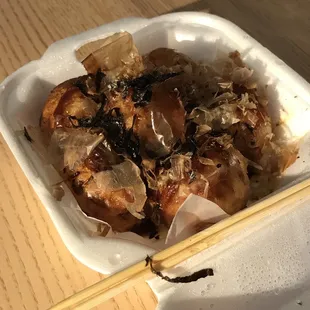 a close up of a container of food