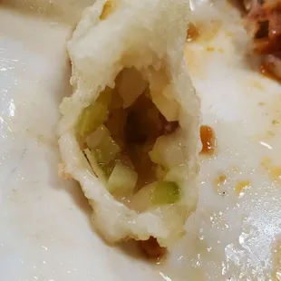 Inside the white fried dumpling